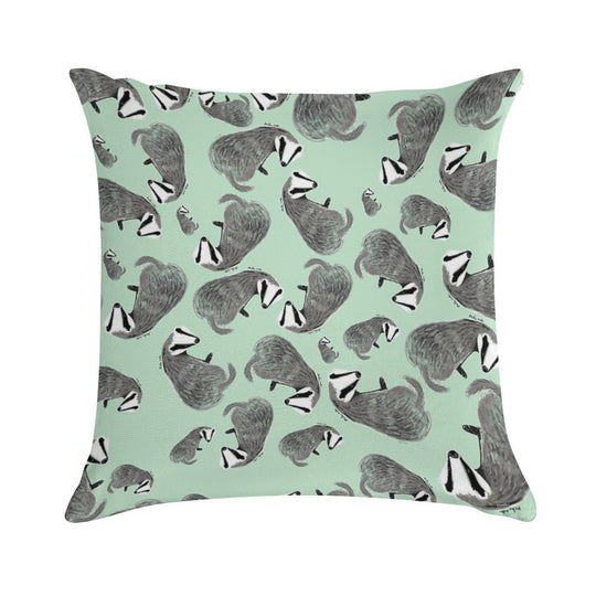 European Badger Pattern Soft Washable Throw Pillow