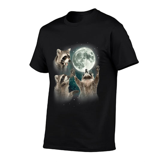 Funny Raccoon  3 Racoons Howling At Moon  Raccoon  Soft T-Shirt