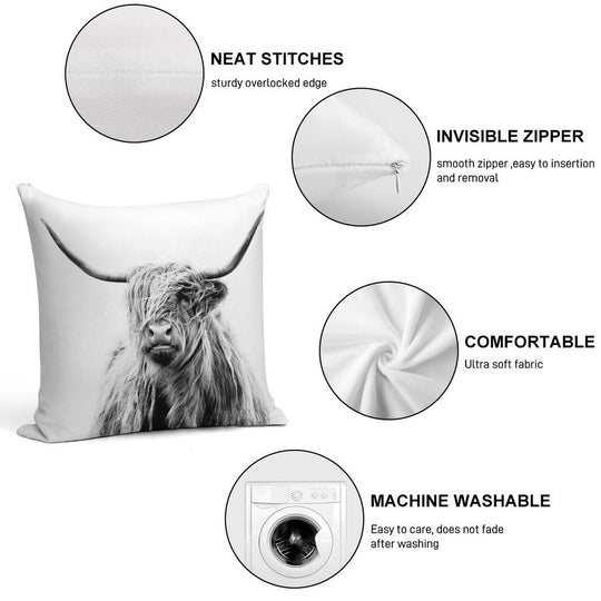 B+W Highland Cow Soft Durable Construction Throw Pillow