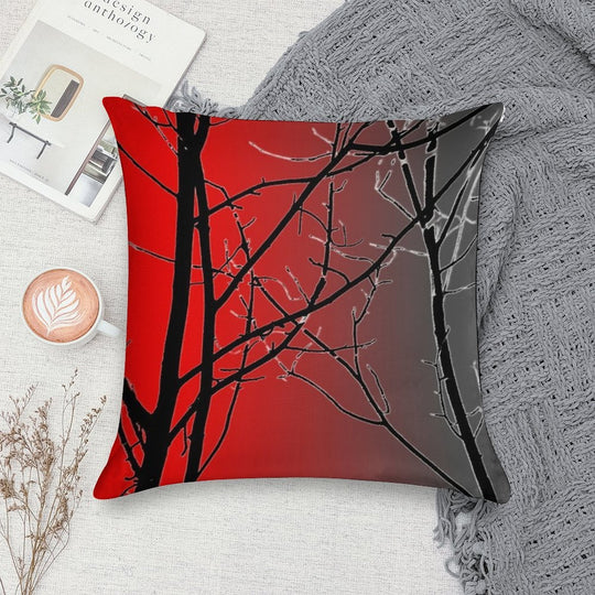 Red And Gray Soft Shrink-Resistant Throw Pillow