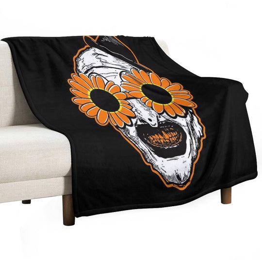 Sunflower Sunglasses Horror Clown Movie Art Terrifier 2 Sustainable Throw Blanket