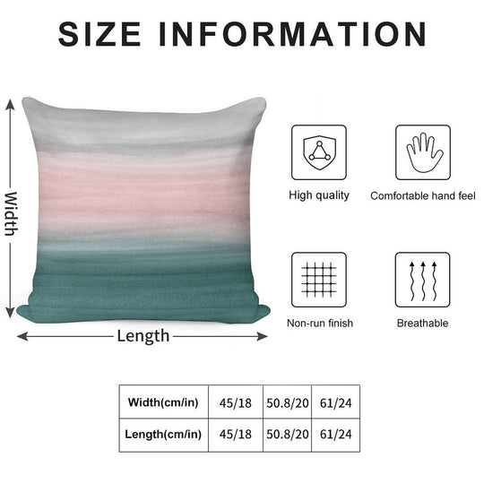 Touching Teal Blush Gray Watercolor Abstract #1 #painting #decor #art Soft Shrink-Resistant Throw Pillow