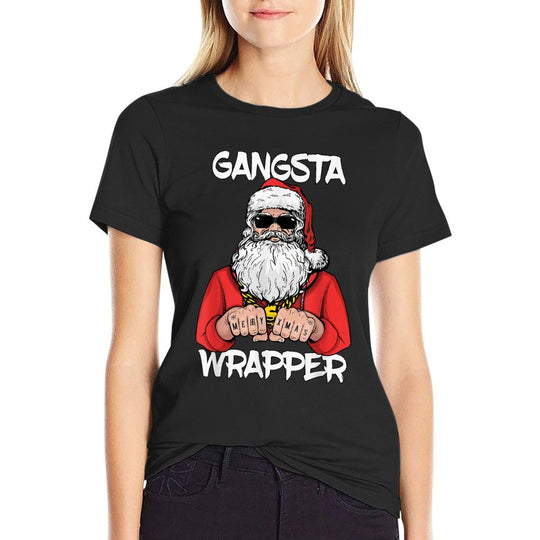 Gangsta Wrapper Funny Santa Christmas  High-quality Stitching T-Shirt