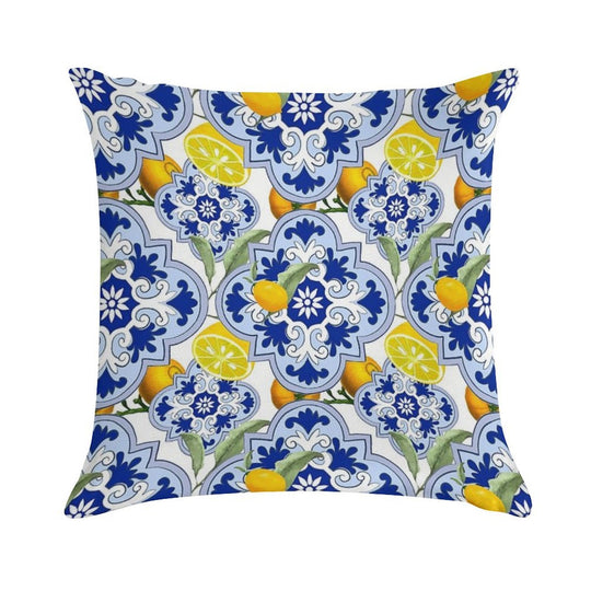 Summer,citrus,lemon Fruit Mosaic,Sicilian Style,tiles, Pattern Soft Ultra-Soft Texture Throw Pillow