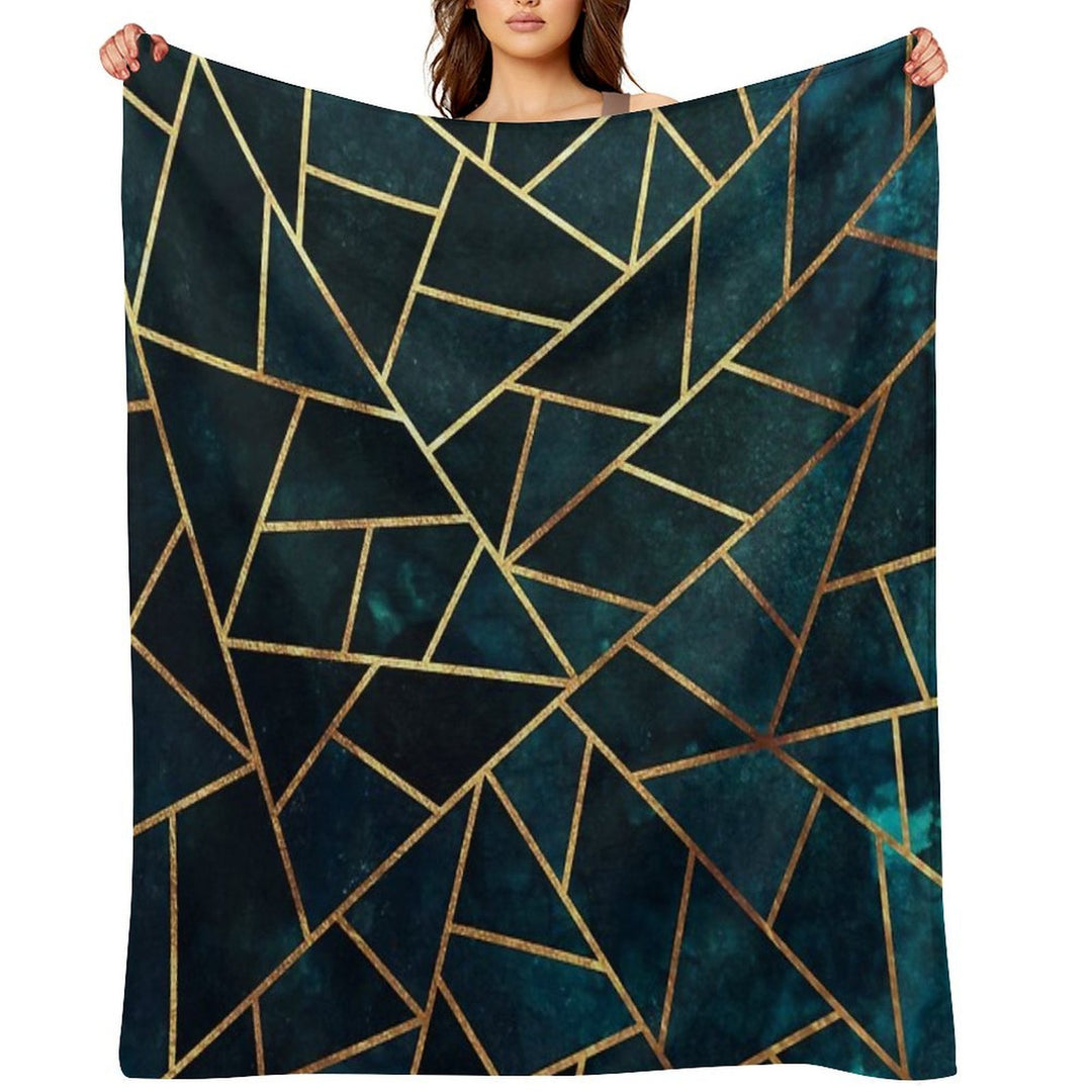 Deep Teal Geometric Machine-washable Throw Blanket