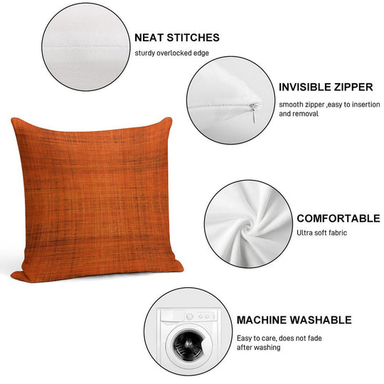 Digital Bark Cloth - Orange Soft Fade-Resistant Throw Pillow