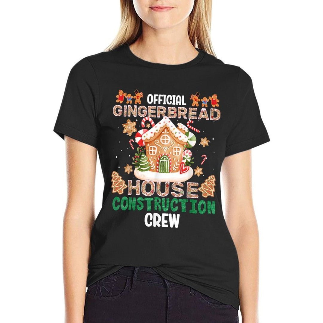 Funny Official Gingerbread House Construction Crew Xmas  Oversized Silhouette T-Shirt
