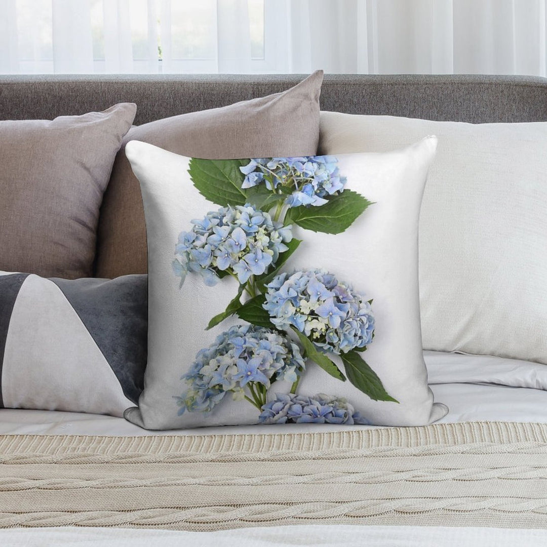 Bouquet of Blue Hydrangea Flowers Soft High-Density Material Throw Pillow