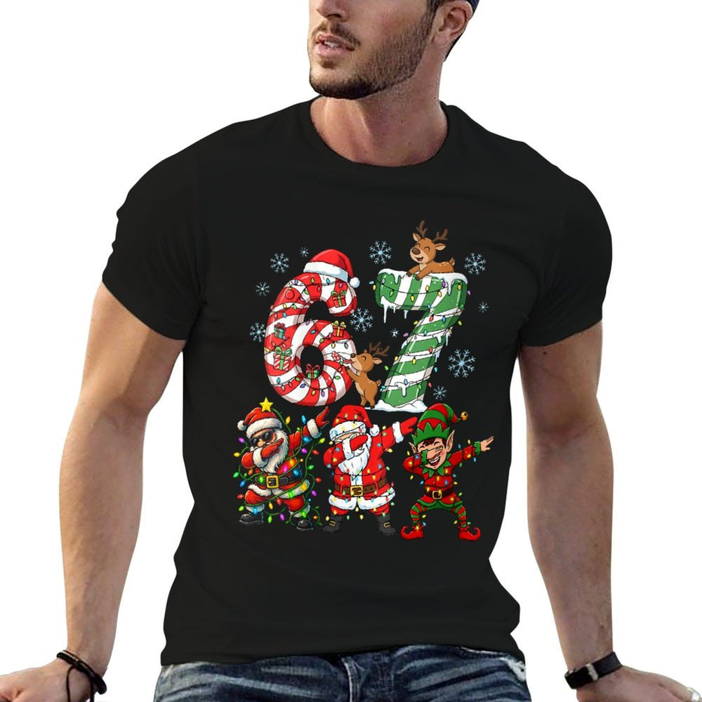 Womens Dabbing Santa Elf Friends Christmas Boys Girls Men Xmas Dab  Stretchy T-Shirt