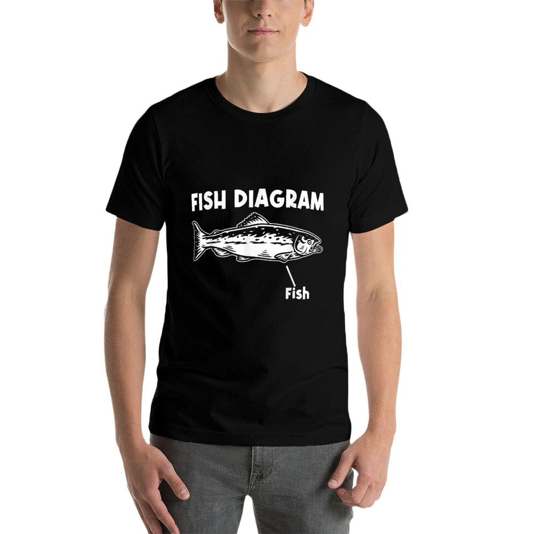 Funny Fish Diagram For Fishing Lover Fisherman Joke  Easy-care T-Shirt