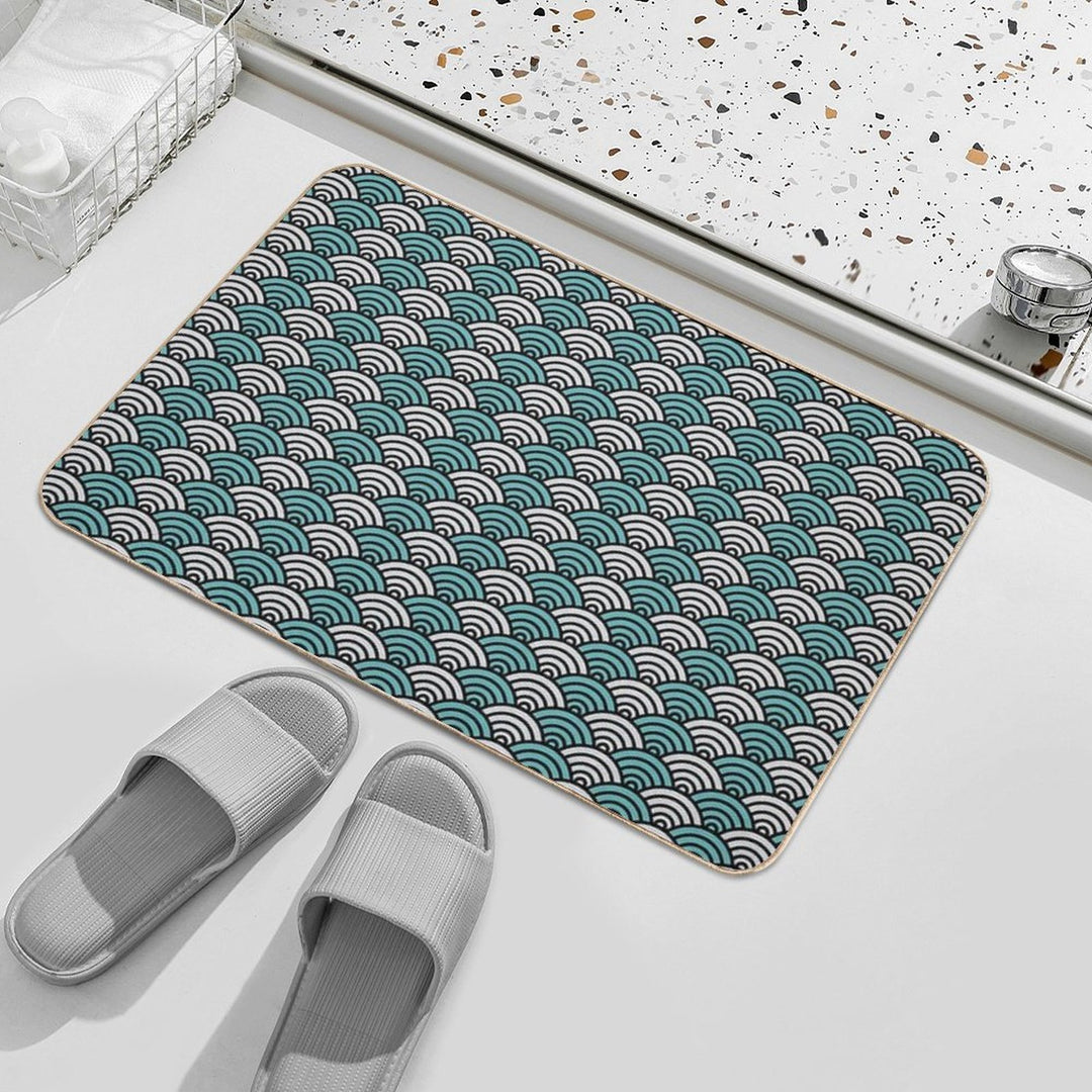 Japanese Ocean Waves Abstract Print  Dirt-Trapping Bath Mat