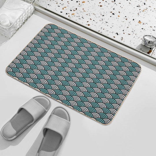 Japanese Ocean Waves Abstract Print  Dirt-Trapping Bath Mat