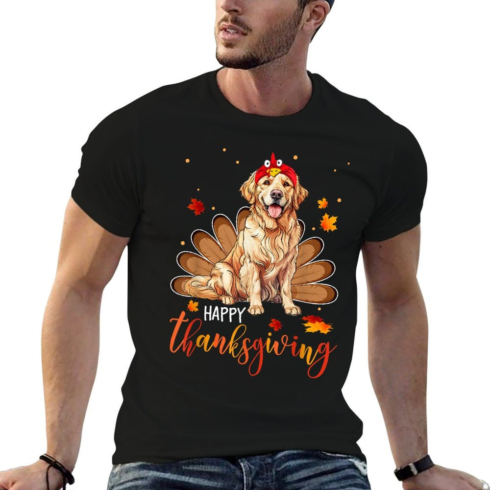 Cute Golden Retriever Happy Thanksgiving Turkey Dog for Men Women Girls Kids  Classic T-Shirt