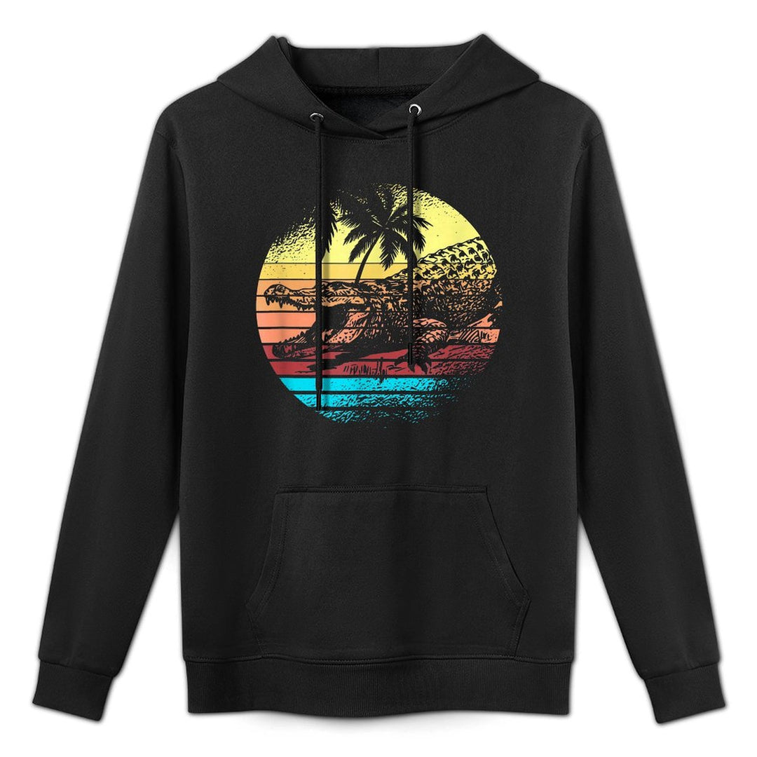 Retro Crocodile Alligator Vintage Gator Distressed Sunset Customizable Surface Hoodie