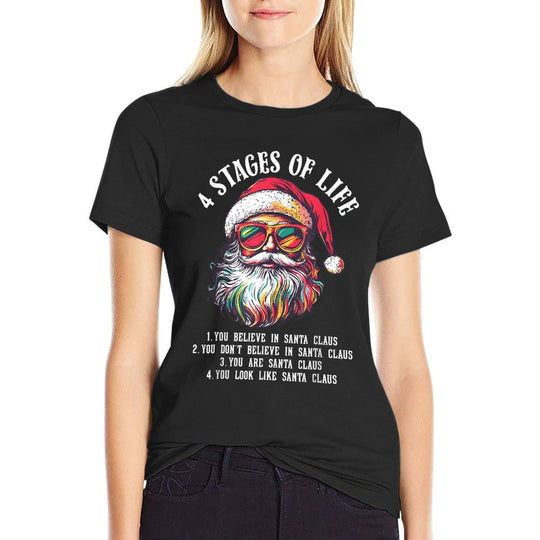 Funny Santa 4 Stages of Life Christmas  Odor-resistant T-Shirt