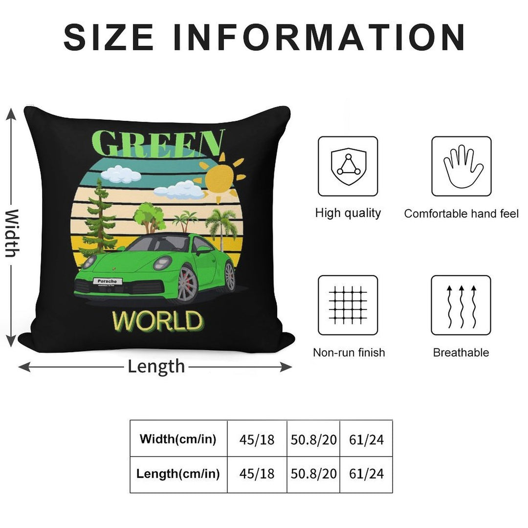 GREEN Soft Short Plush Fabric Throw Pillow