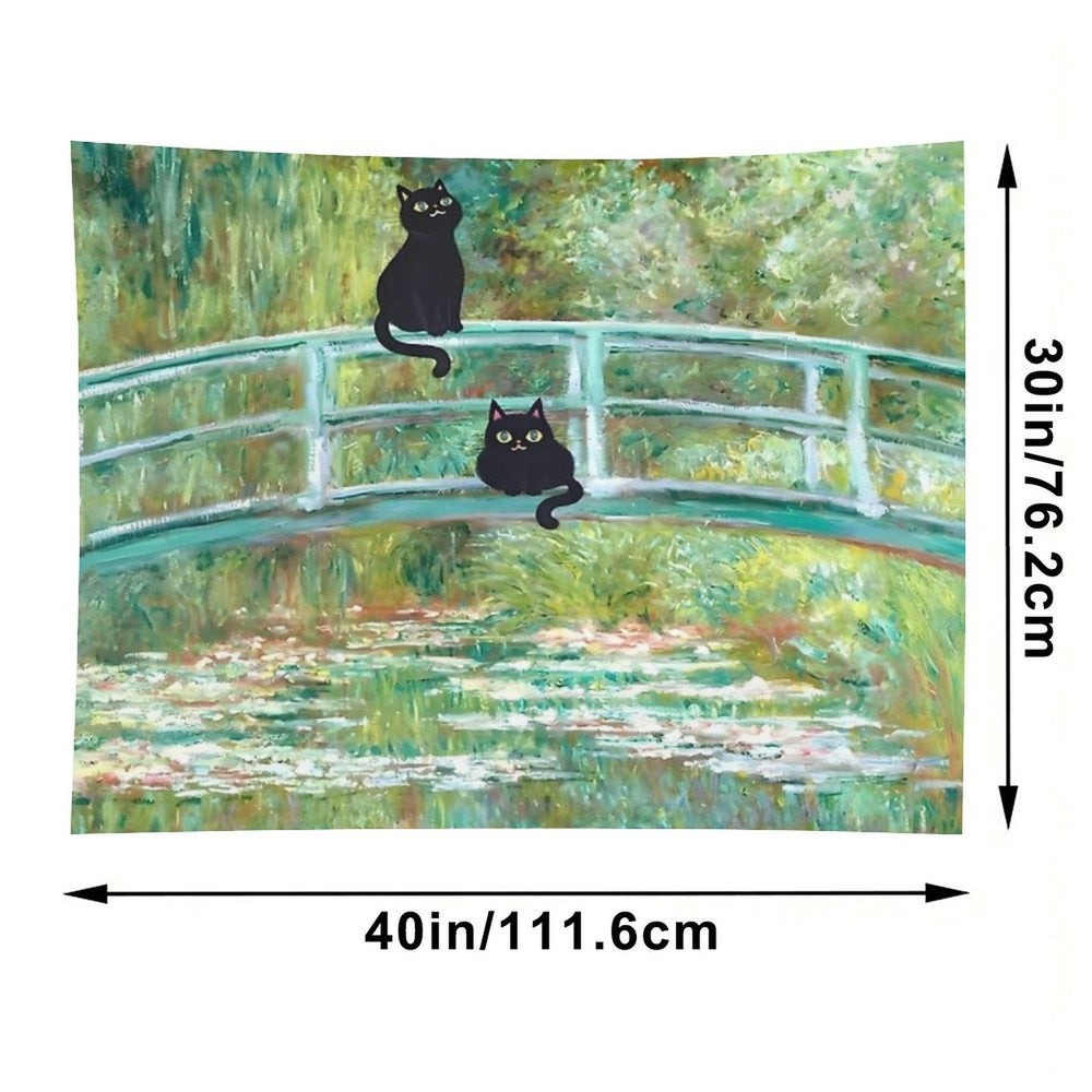 Monet's The Water Lily Pond Bridge with The Cats Tapestry