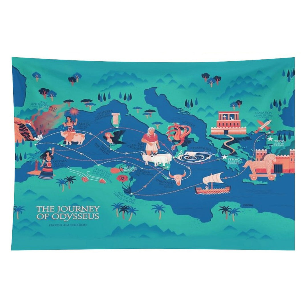 Odyssey Map - The Journey of Odysseus Tapestry