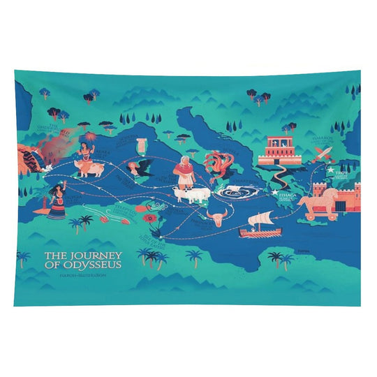 Odyssey Map - The Journey of Odysseus Tapestry