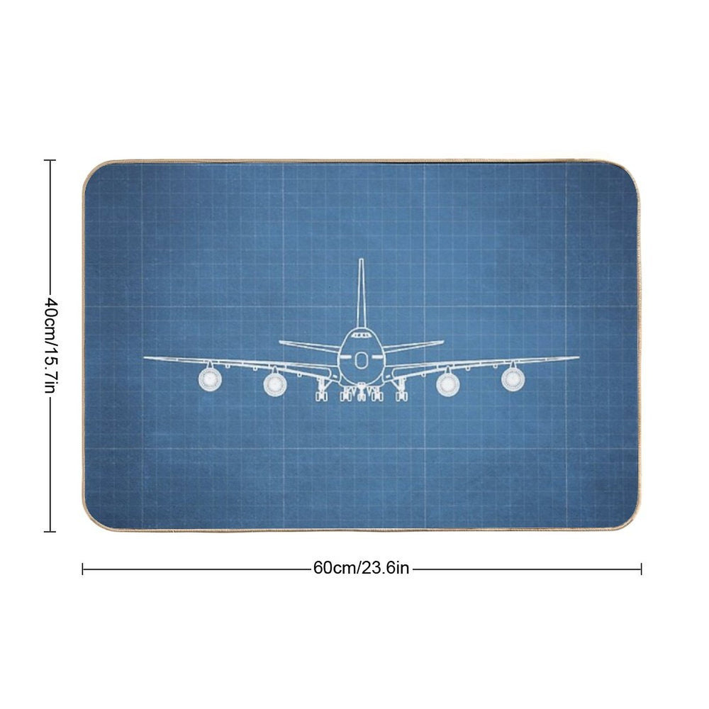 Boeing 747 Family Blueprint (light Blue)  Slip-Resistant Bath Mat