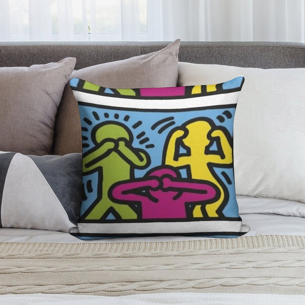 Haring Copy Soft Anti-Pilling Throw Pillow