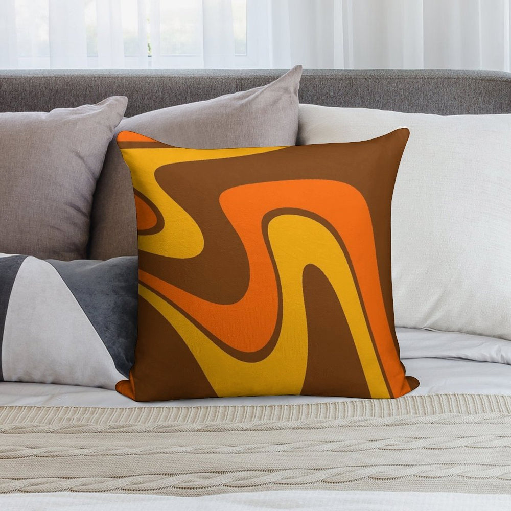 70s Retro Vintage Style Design Orange Yellow And Brown Soft Style Accent Throw Pillow
