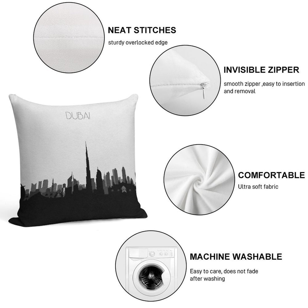 Travel Posters  Destination Dubai Soft Fade-Resistant Throw Pillow