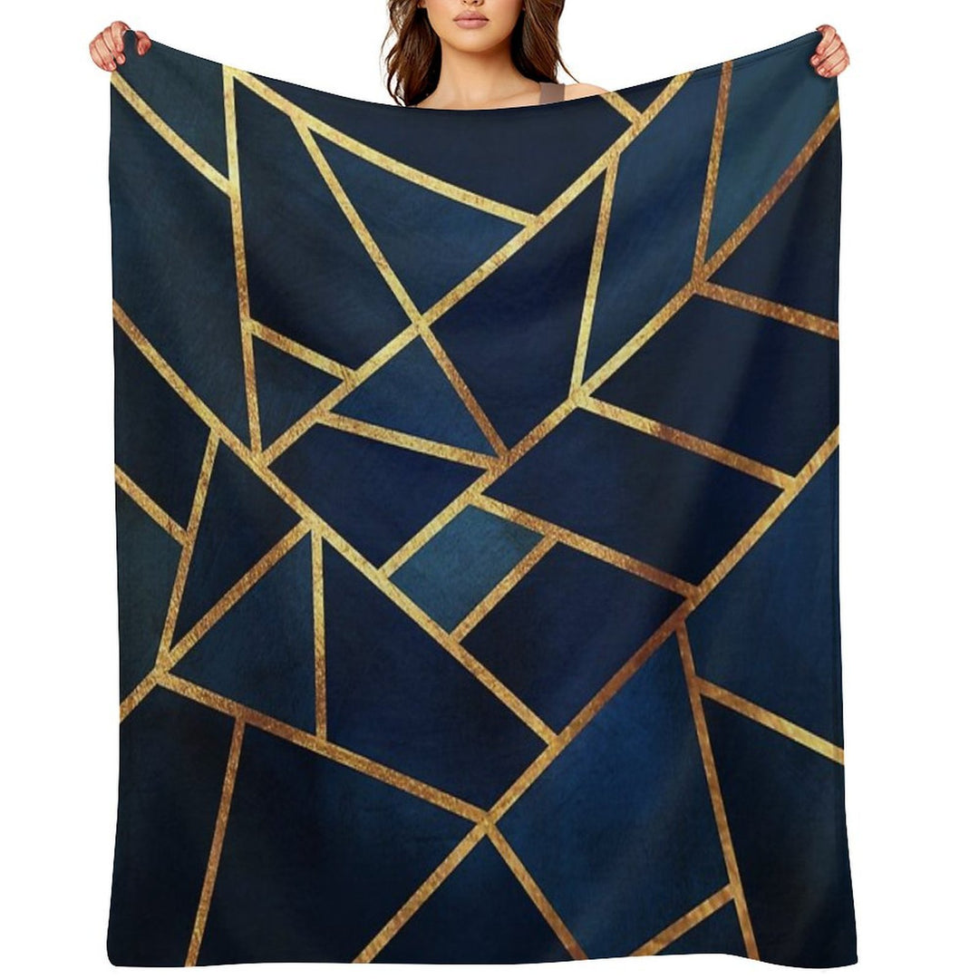 Navy Gold Stone Geometric Gift-ready Throw Blanket
