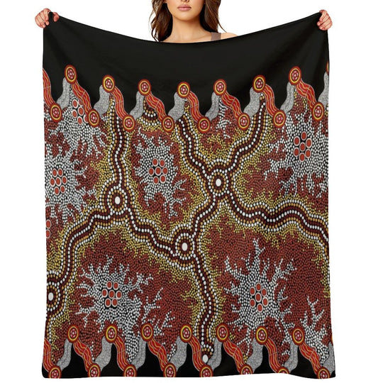 Aboriginal Art Authentic – Travels Versatility Throw Blanket