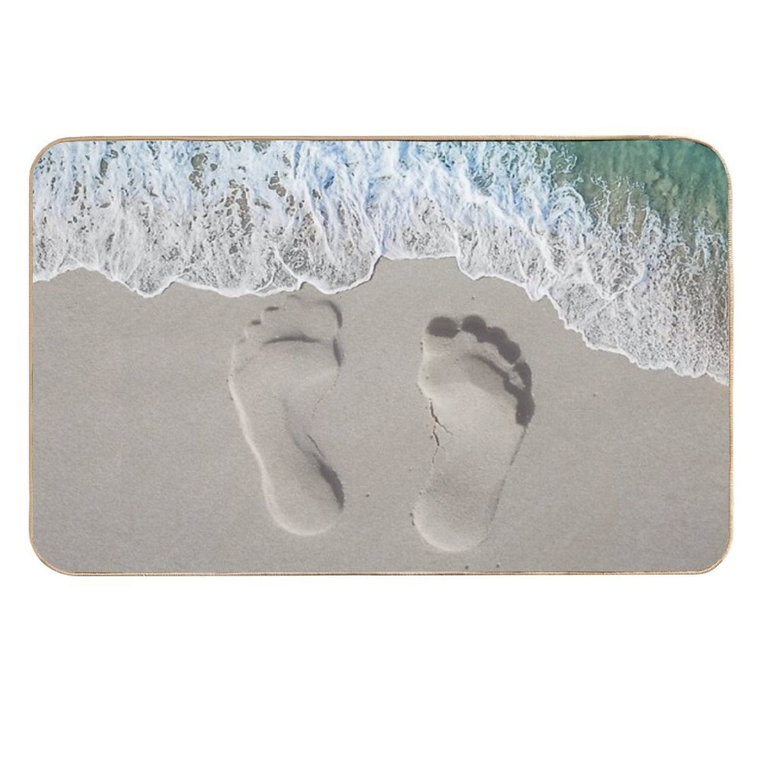 Seaside Serenity Footprints Beach Bath Mat Beach Themed Decorations  Multi-Purpose Bath Mat