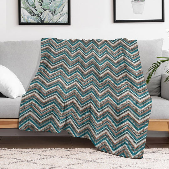 Western Style Crochet Zigzag Shrink-resistant Throw Blanket