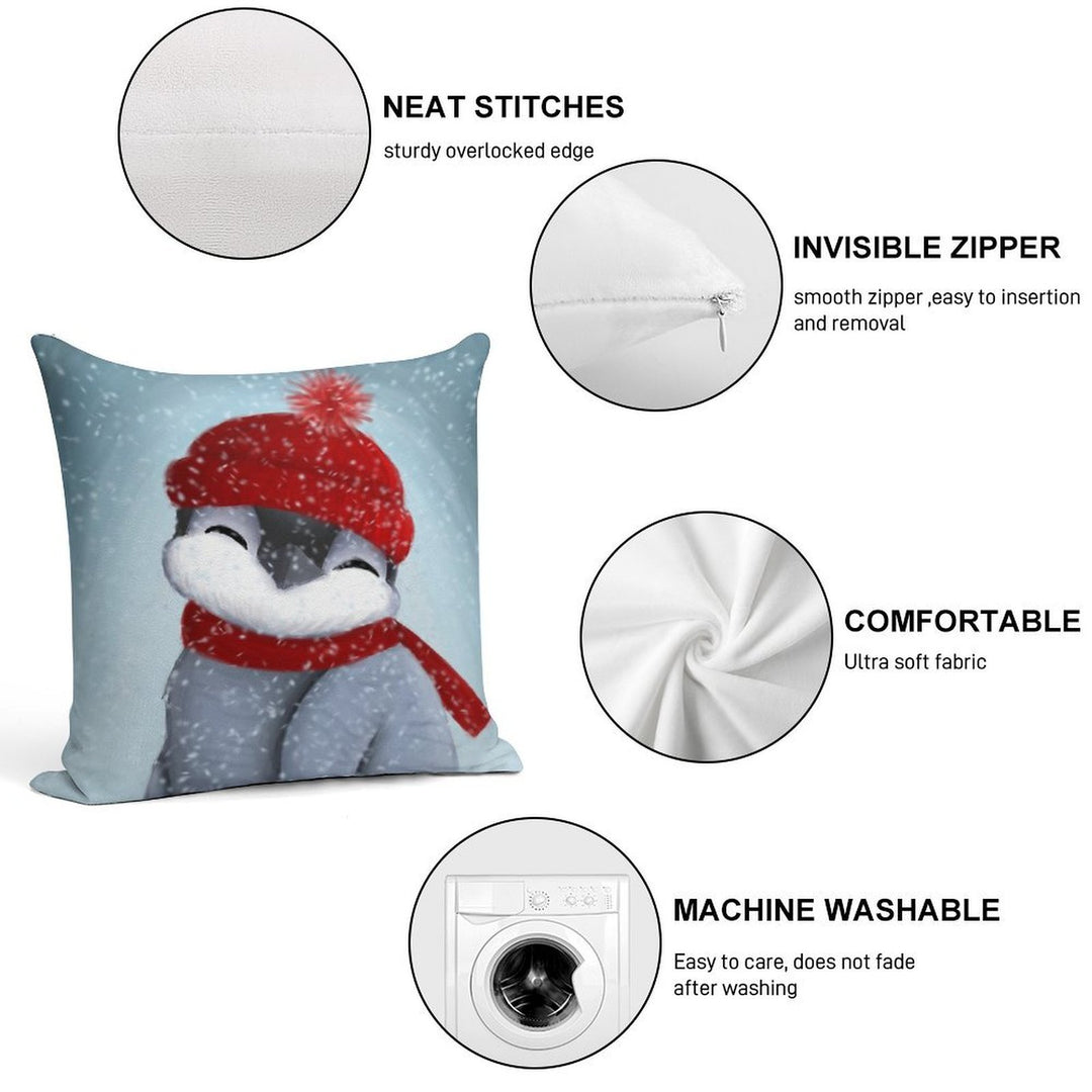 Baby Penguin Soft Reinforced Edging Throw Pillow