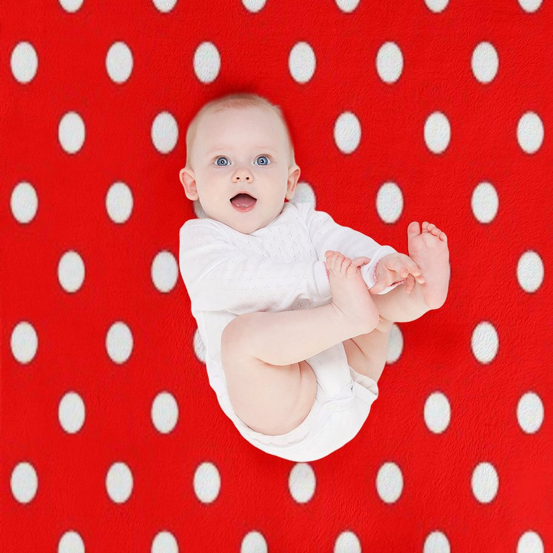 White Dots on Red Sustainable Throw Blanket