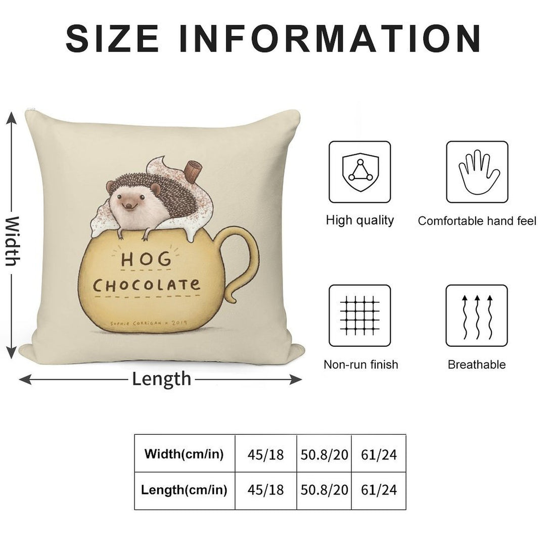 Hog Chocolate Soft Decorative Cover Throw Pillow
