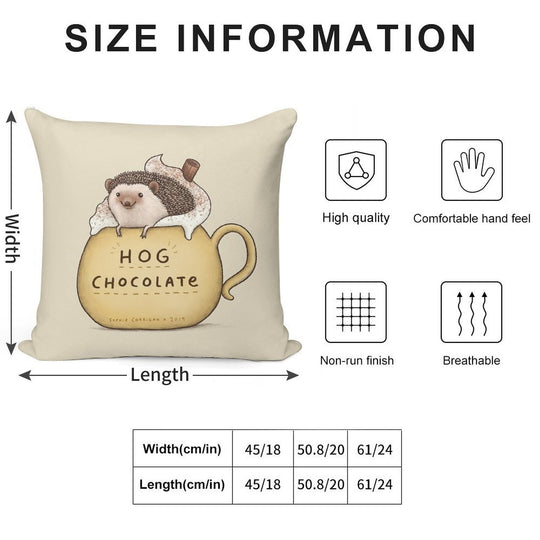 Hog Chocolate Soft Decorative Cover Throw Pillow