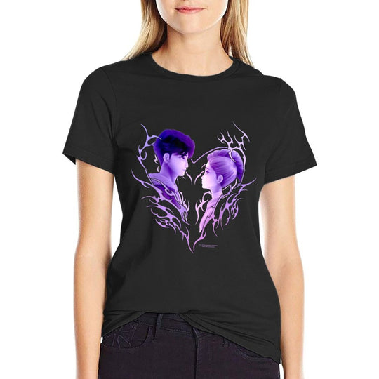 Kpop Demon Hunters Jinu & Rumi Retro Heart Portrait  Stretchy T-Shirt