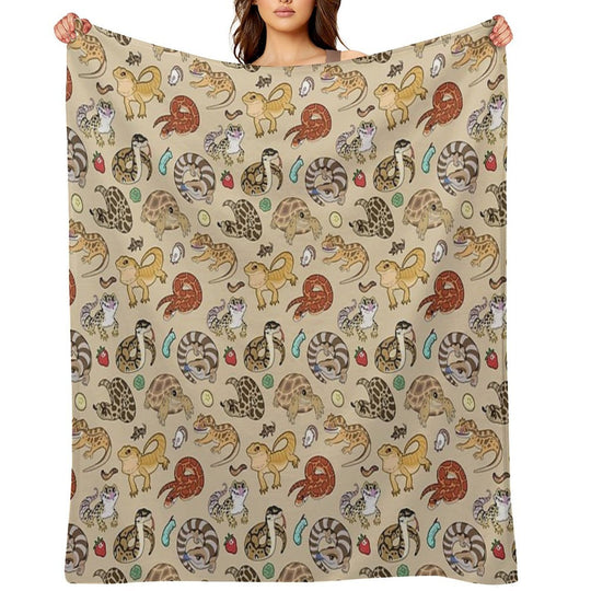Reptile Pets Pattern - Sand Versatility Throw Blanket