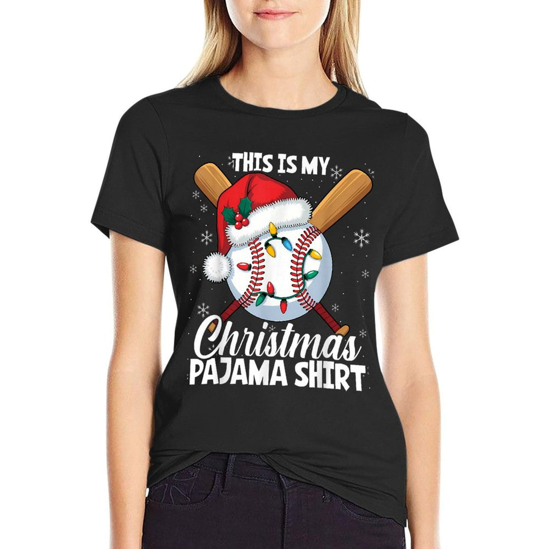 This Is My Christmas Baseball Pajama For Boys Men Women  Rolled Sleeves T-Shirt