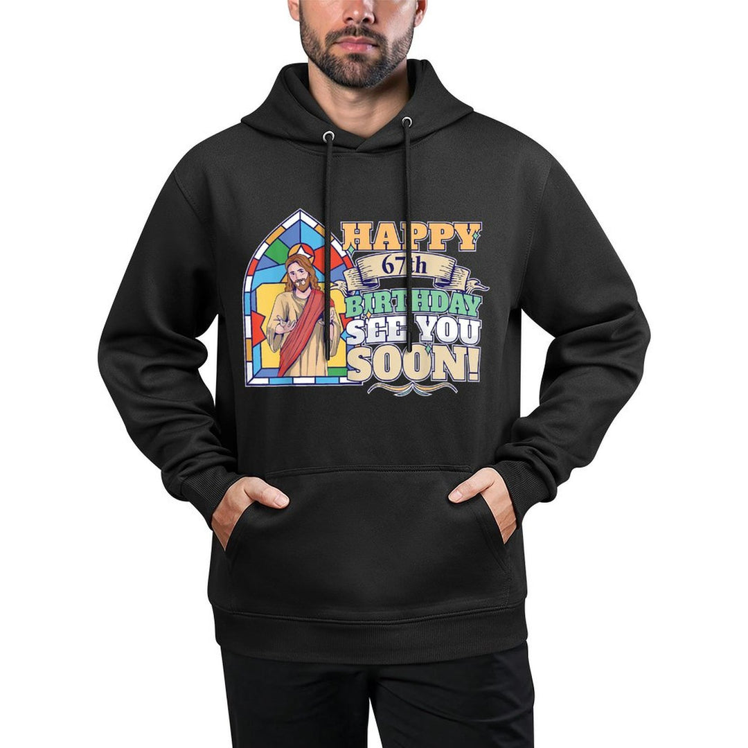 Happy 67th Birthday See You Soon Funny Jesus Meme Turning 67 Moisture-Wicking Hoodie