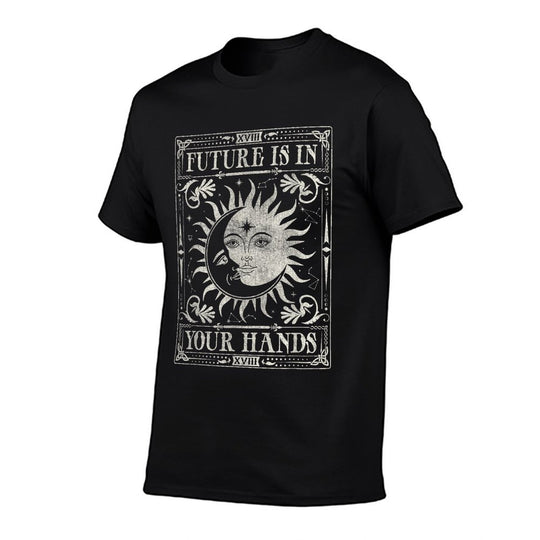 Future Is in Your Hands Sun And Moon Tarot Style Design  High-quality Stitching T-Shirt