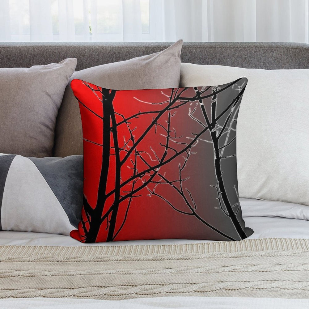 Red And Gray Soft Shrink-Resistant Throw Pillow