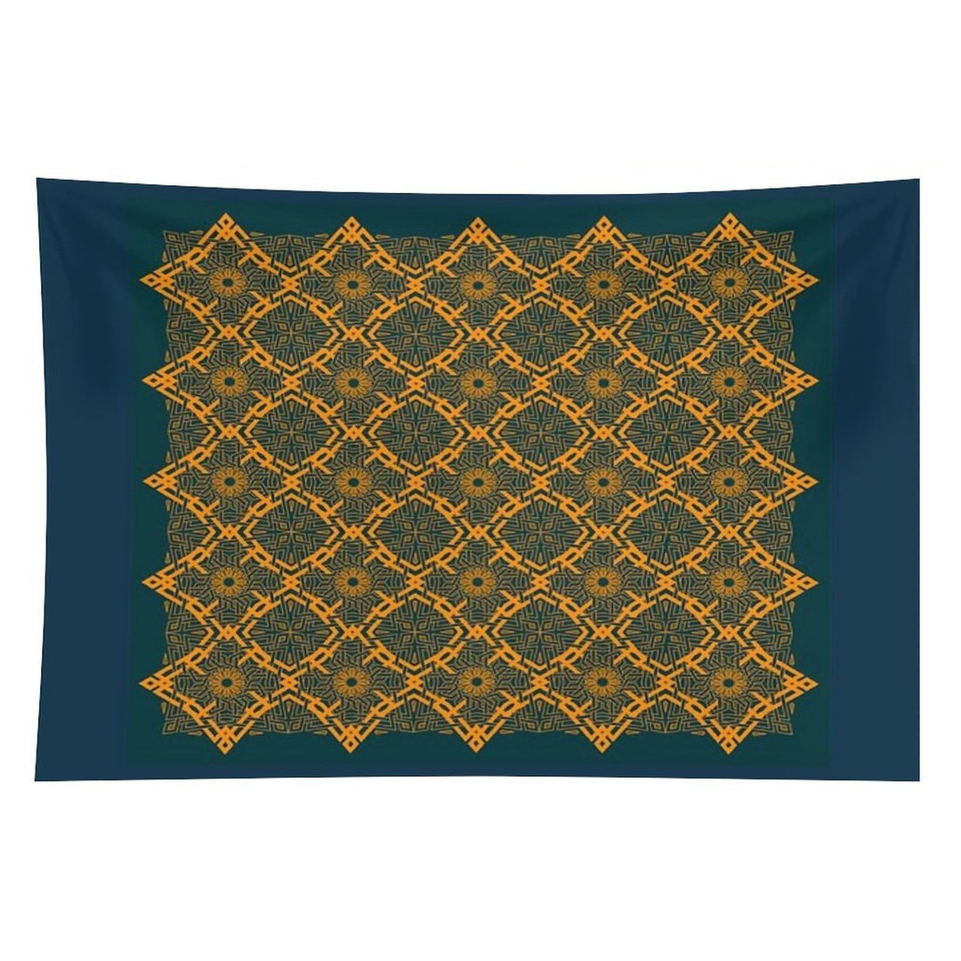Harmonious Intertwined Lines Orange on Midnight Tapestry