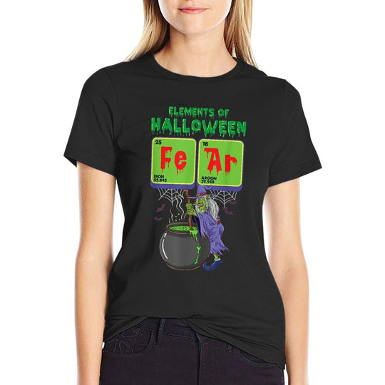 Periodic Table Science Funny Elements Of Halloween Witch  Oversized Silhouette T-Shirt