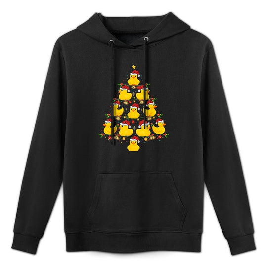 Funny Xmas Lighting Santa Hat Rubber Duck Christmas Tree Moisture-Wicking Hoodie