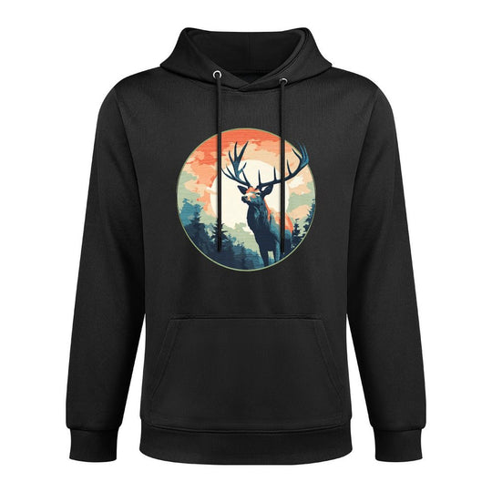 Lunar Stag Silhouette Twilight in The Wilderness Premium Layering Staple Hoodie