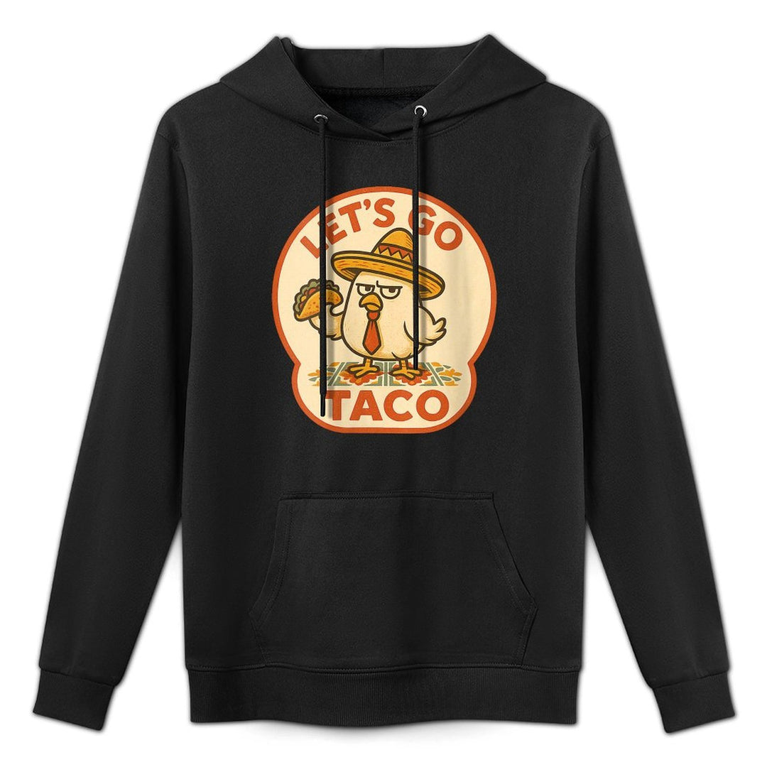 Womens Let’s Go Taco Chicken Humor Sombrero Tie 2025 Funwear Style Relaxed Fit Hoodie