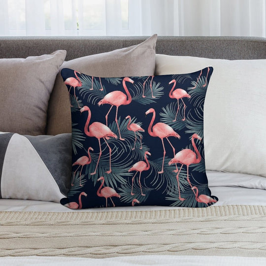 Summer Flamingo Palm Night Vibes #1 #tropical #decor #art Soft Ultra-Soft Texture Throw Pillow