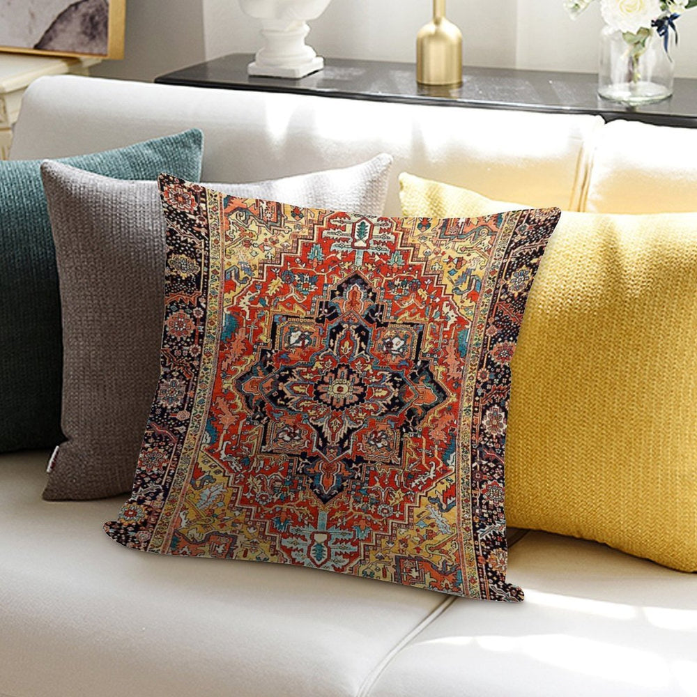 Heriz Persian Carpet Print Soft Skin-Friendly Throw Pillow