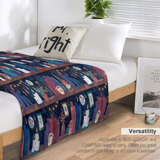 Whimsigothic Library Machine-washable Throw Blanket