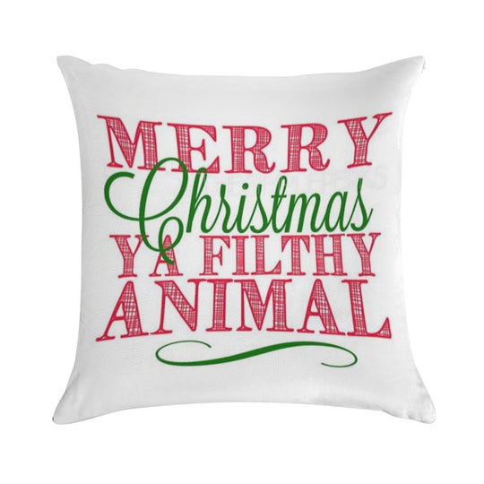 Merry Christmas Ya Filthy Animal From Home Alone Soft Fade-Resistant Throw Pillow